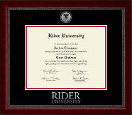 Rider University Silver Engraved Medallion Diploma Frame in Sutton