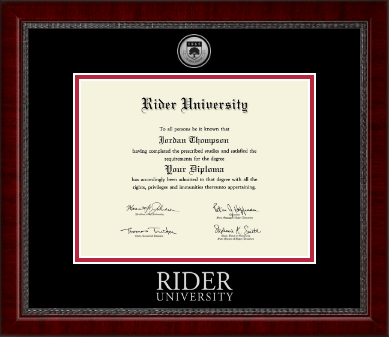 Rider University diploma frame - Silver Engraved Medallion Diploma Frame in Sutton