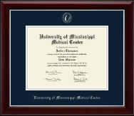 University of Mississippi Medical Center Silver Embossed Diploma Frame in Gallery Silver