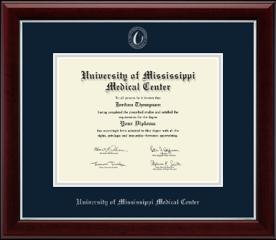 University of Mississippi Medical Center diploma frame - Silver Embossed Diploma Frame in Gallery Silver