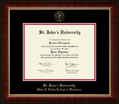 St. John's University, New York diploma frame - Gold Embossed Diploma Frame in Murano