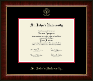 St. John's University, New York diploma frame - Gold Embossed Diploma Frame in Murano