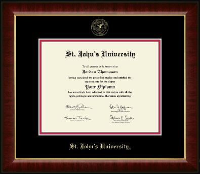 St. John's University, New York diploma frame - Gold Embossed Diploma Frame in Murano