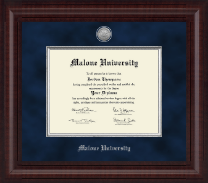 Malone University Presidential Silver Engraved Diploma Frame in Premier