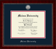 Malone University Silver Engraved Medallion Diploma Frame in Sutton