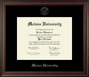 Malone University Silver Embossed Diploma Frame in Studio