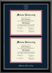 Malone University Double Diploma Frame in Onyx Silver
