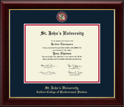 St. John's University, New York diploma frame - Masterpiece Medallion Diploma Frame in Gallery