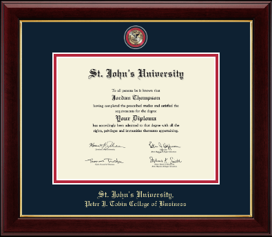 St. John's University, New York diploma frame - Masterpiece Medallion Diploma Frame in Gallery