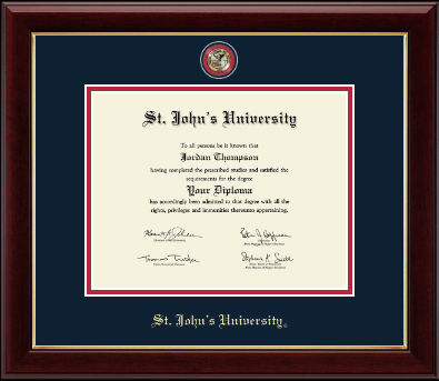 St. John's University, New York diploma frame - Masterpiece Medallion Diploma Frame in Gallery
