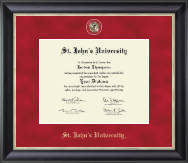 St. John's University, New York diploma frame - Regal Edition Diploma Frame in Noir