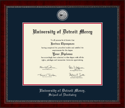 University of Detroit Mercy diploma frame - Silver Engraved Medallion Diploma Frame in Sutton