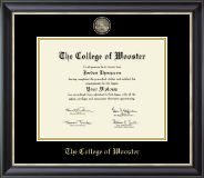 The College of Wooster Masterpiece Medallion Diploma Frame in Noir