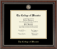 The College of Wooster Masterpiece Medallion Diploma Frame in Chateau