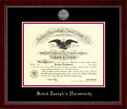 Saint Joseph's University in Pennsylvania diploma frame - Silver Engraved Medallion Diploma Frame in Sutton