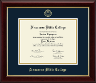 Nazarene Bible College diploma frame - Gold Embossed Diploma Frame in Gallery