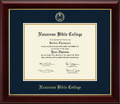 Nazarene Bible College diploma frame - Gold Embossed Diploma Frame in Gallery