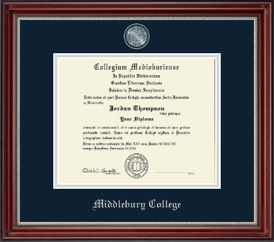 Middlebury College diploma frame - Pewter Masterpiece Medallion Diploma Frame in Kensington Silver