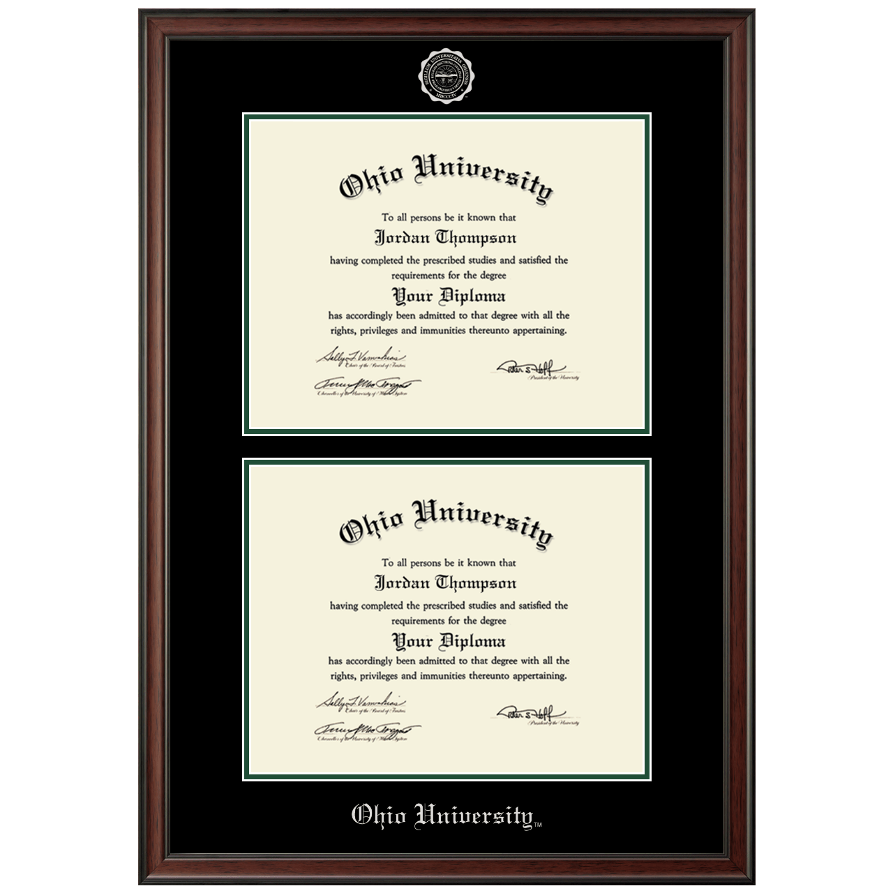 Double Diploma Frame in Studio Ohio University Item 322783 from