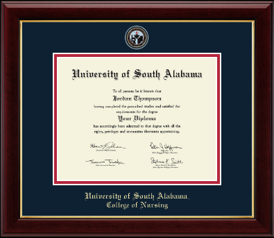 University of South Alabama diploma frame - Masterpiece Medallion Diploma Frame in Gallery