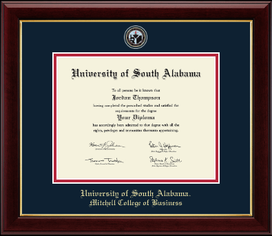 University of South Alabama diploma frame - Masterpiece Medallion Diploma Frame in Gallery