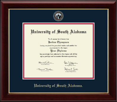 University of South Alabama diploma frame - Masterpiece Medallion Diploma Frame in Gallery