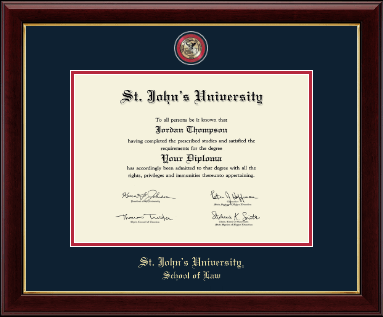 St. John's University, New York diploma frame - Masterpiece Medallion Diploma Frame in Gallery