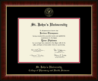 St. John's University, New York diploma frame - Gold Embossed Diploma Frame in Murano