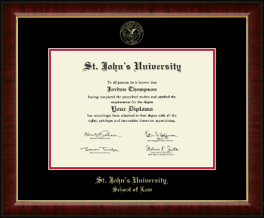 St. John's University, New York diploma frame - Gold Embossed Diploma Frame in Murano
