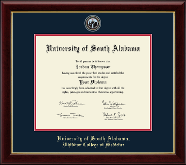 University of South Alabama diploma frame - Masterpiece Medallion Diploma Frame in Gallery