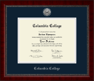 Columbia College Silver Engraved Medallion Diploma Frame in Sutton