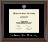 Henderson State University Silver Engraved Medallion Diploma Frame in Chateau