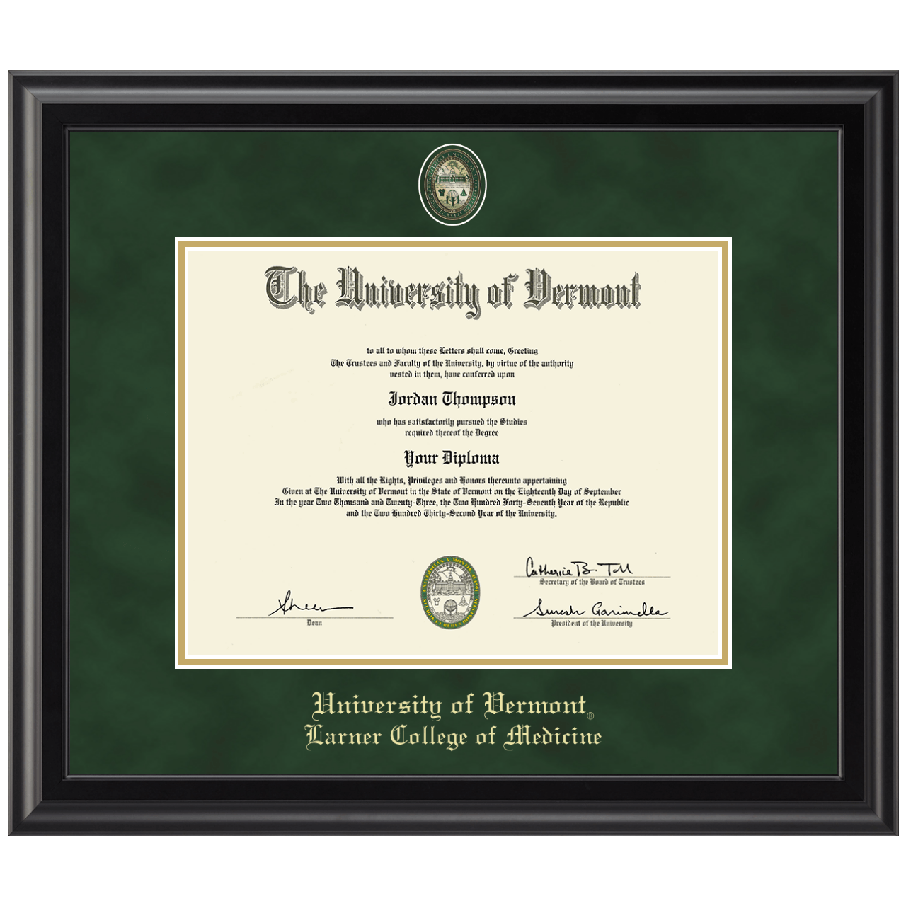 Masterpiece Medallion Diploma Frame in Midnight The University of Vermont Item 323079 from
