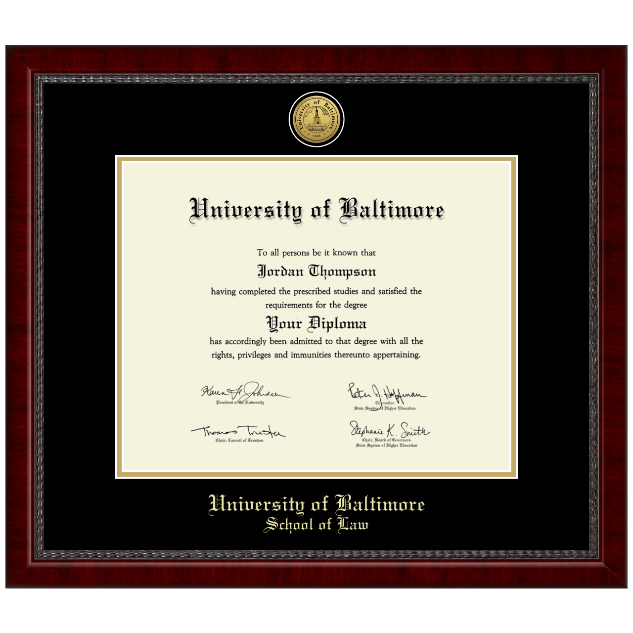 Gold Engraved Medallion Diploma Frame in Sutton University of Baltimore