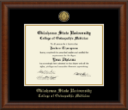 Oklahoma State University College of Osteopathic Medicine Gold Engraved Medallion Diploma Frame in Austin