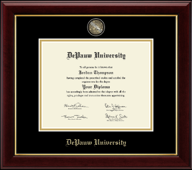 DePauw University diploma frame - Masterpiece Medallion Diploma Frame in Gallery