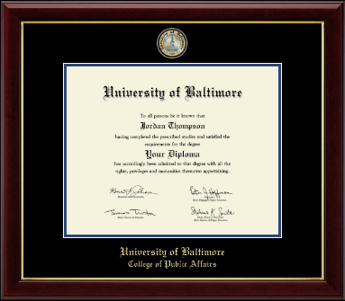 University of Baltimore diploma frame - Masterpiece Medallion Diploma Frame in Gallery