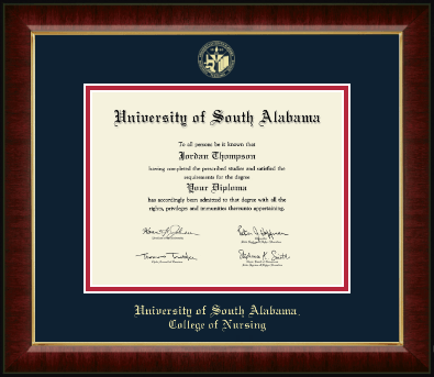 University of South Alabama diploma frame - Gold Embossed Diploma Frame in Murano