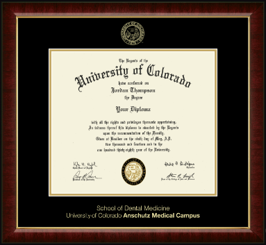 University of Colorado Anschutz Medical Campus diploma frame - Gold Embossed Diploma Frame in Murano