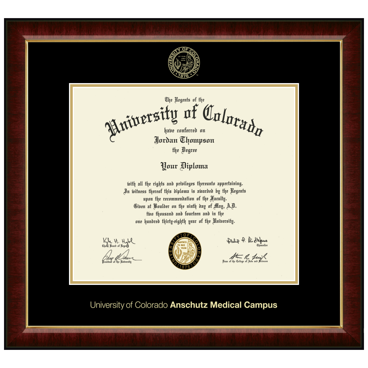 Gold Embossed Diploma Frame in Murano University of Colorado Anschutz