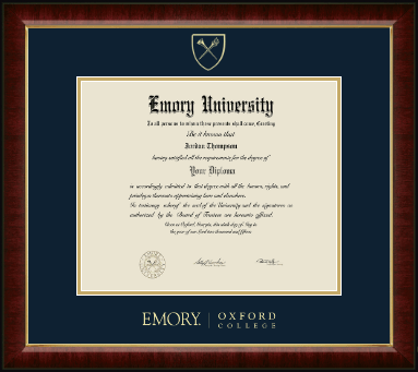 Emory Oxford College diploma frame - Gold Embossed Diploma Frame in Murano