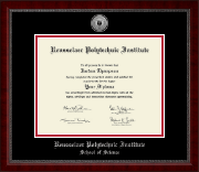 Rensselaer Polytechnic Institute diploma frame - Silver Engraved Medallion Diploma Frame in Sutton