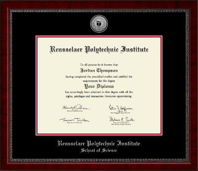 Rensselaer Polytechnic Institute diploma frame - Silver Engraved Medallion Diploma Frame in Sutton