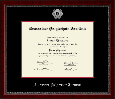Rensselaer Polytechnic Institute diploma frame - Silver Engraved Medallion Diploma Frame in Sutton