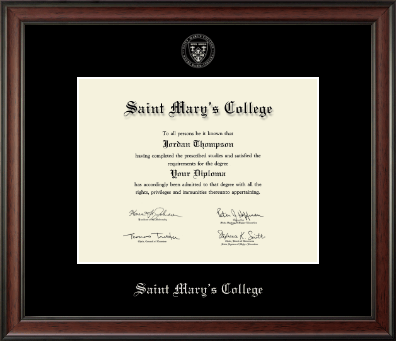 Saint Mary's College diploma frame - Silver Embossed Diploma Frame in Studio