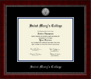 Saint Mary's College diploma frame - Silver Engraved Medallion Diploma Frame in Sutton