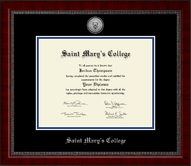 Saint Mary's College diploma frame - Silver Engraved Medallion Diploma Frame in Sutton