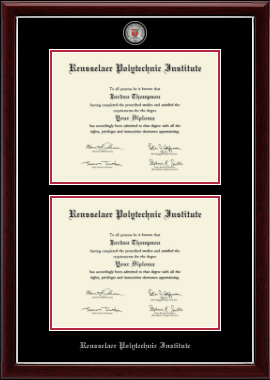 Rensselaer Polytechnic Institute diploma frame - Masterpiece Medallion Double Diploma Frame in Gallery Silver