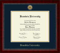 Brandeis University Gold Engraved Medallion Diploma Frame in Sutton