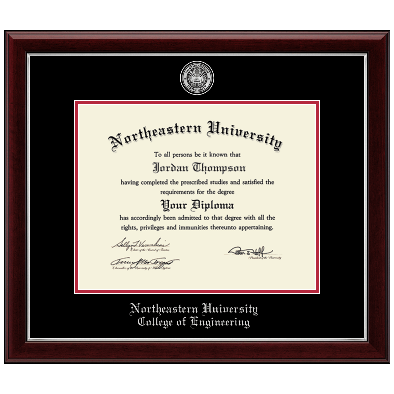 Masterpiece Medallion Diploma Frame in Gallery Silver Northeastern